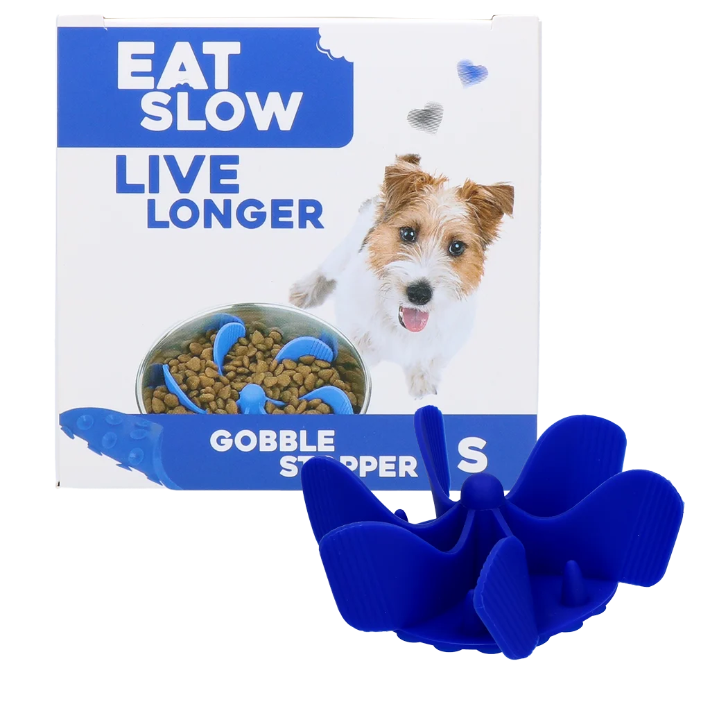 Wkładka spowalniająca jedzenie do miski dla psa z przyssawkami, niebieska S, średnica podstawy 9,5 cm – Eat Slow Live Longer Gobble Stopper - obrazek 1