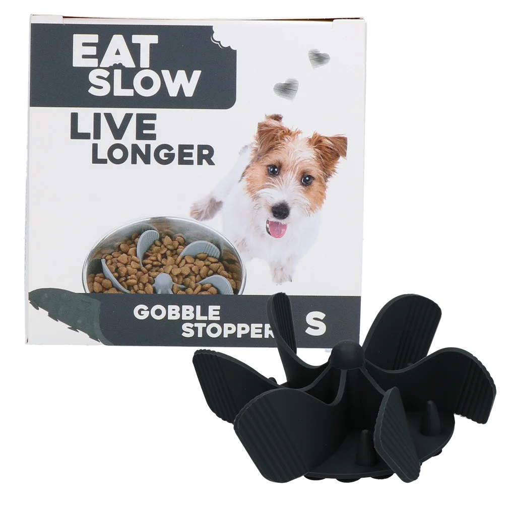Wkładka spowalniająca jedzenie dla psa z przyssawkami, szara S, średnica podstawy 9,5 cm – Eat Slow Live Longer Gobble Stopper - obrazek 1