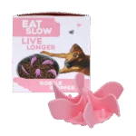 Silikonowy wkład spowalniający jedzenie dla psów z przyssawkami, M, średnica dna 11,5 cm, różowy – Eat Slow Live Longer Gobble Stopper