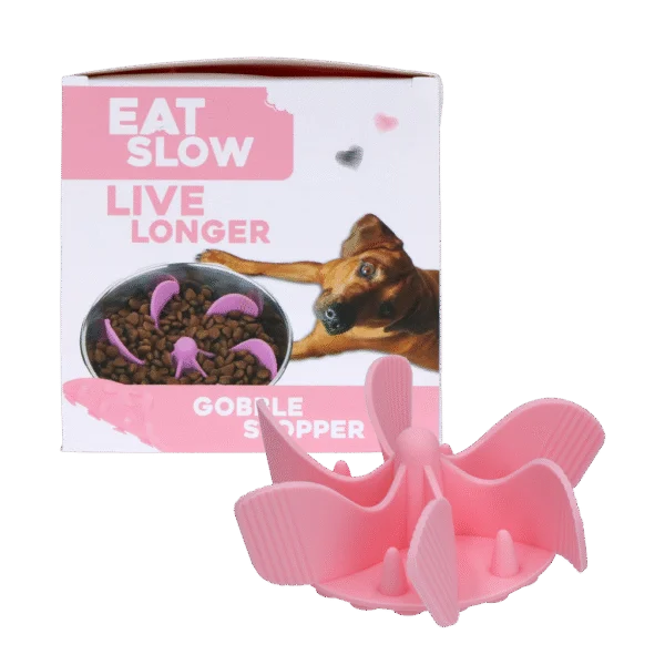 Silikonowy wkład spowalniający jedzenie dla psów z przyssawkami, M, średnica dna 11,5 cm, różowy – Eat Slow Live Longer Gobble Stopper