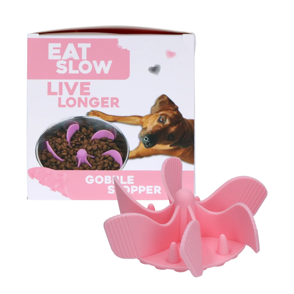 EATS065P.png Silikonowy wkład spowalniający jedzenie dla psów z przyssawkami, M, średnica dna 11,5 cm, różowy – Eat Slow Live Longer Gobble Stopper - obrazek 1