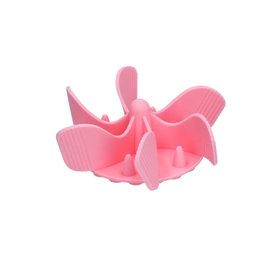 Silikonowy wkład spowalniający jedzenie dla psów z przyssawkami, M, średnica dna 11,5 cm, różowy – Eat Slow Live Longer Gobble Stopper - obrazek 2