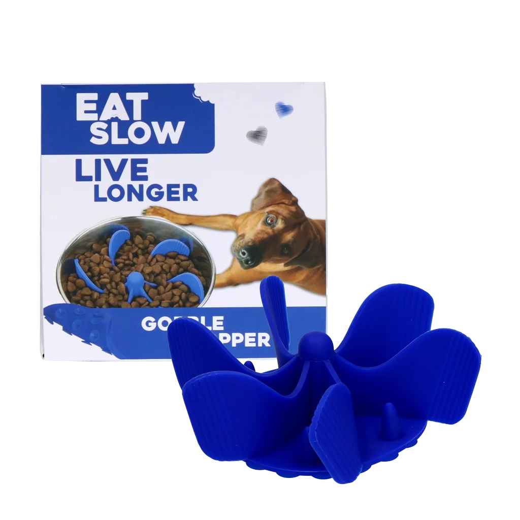 Wkład spowalniający jedzenie do miski dla psa z przyssawkami, niebieski M, średnica podstawy 11,5 cm – Eat Slow Live Longer Gobble Stopper - obrazek 1