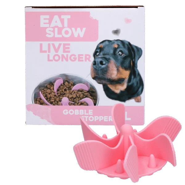 Wkład spowalniający jedzenie do miski dla psa z przyssawkami, różowy L, średnica dna 14,5 cm – Eat Slow Live Longer Gobble Stopper