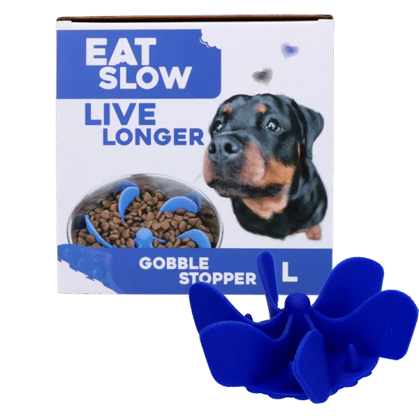 Wkład spowalniający jedzenie do miski dla psa z przyssawkami, niebieski L, średnica dna 14,5 cm – Eat Slow Live Longer Gobble Stopper