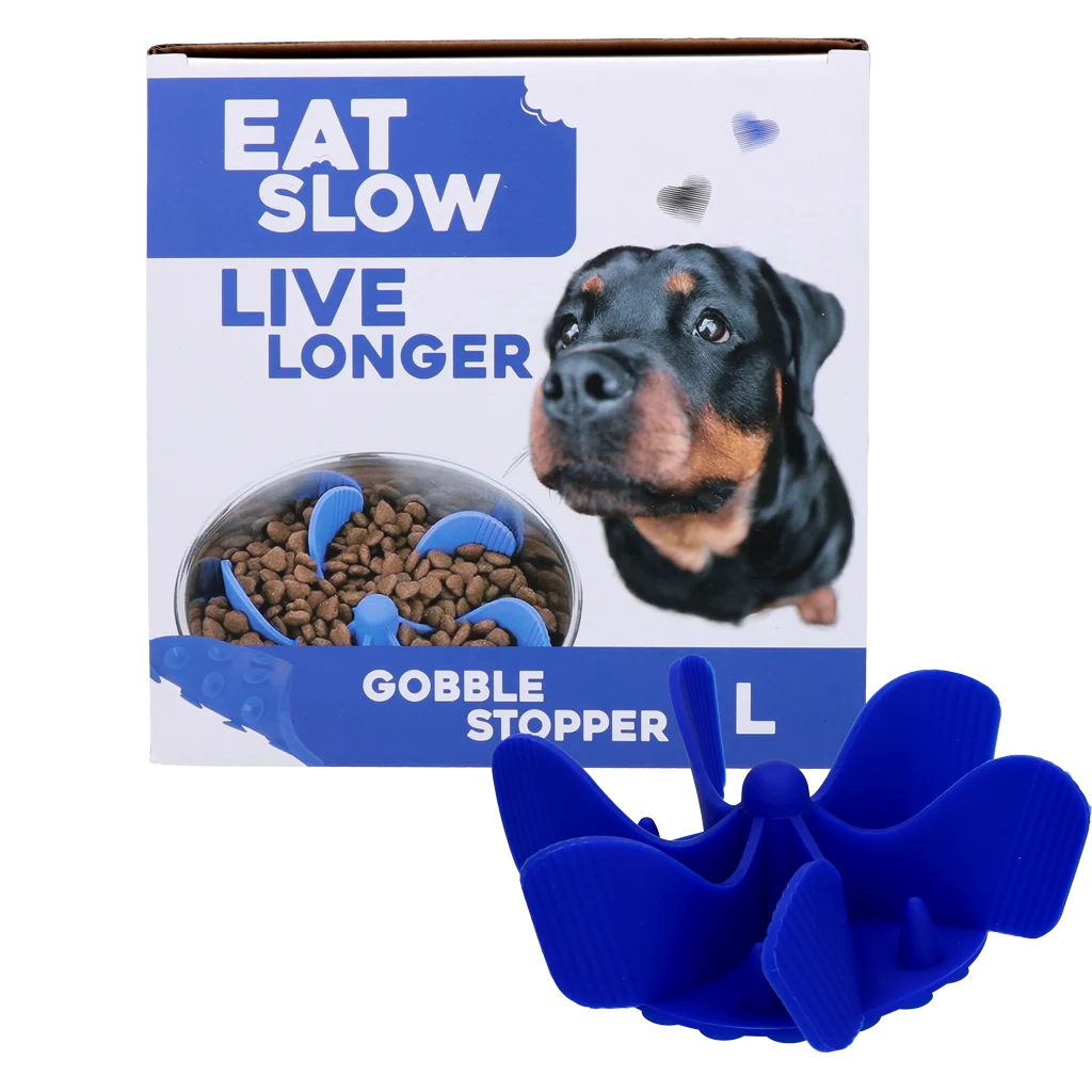 Wkład spowalniający jedzenie do miski dla psa z przyssawkami, niebieski L, średnica dna 14,5 cm – Eat Slow Live Longer Gobble Stopper - obrazek 1