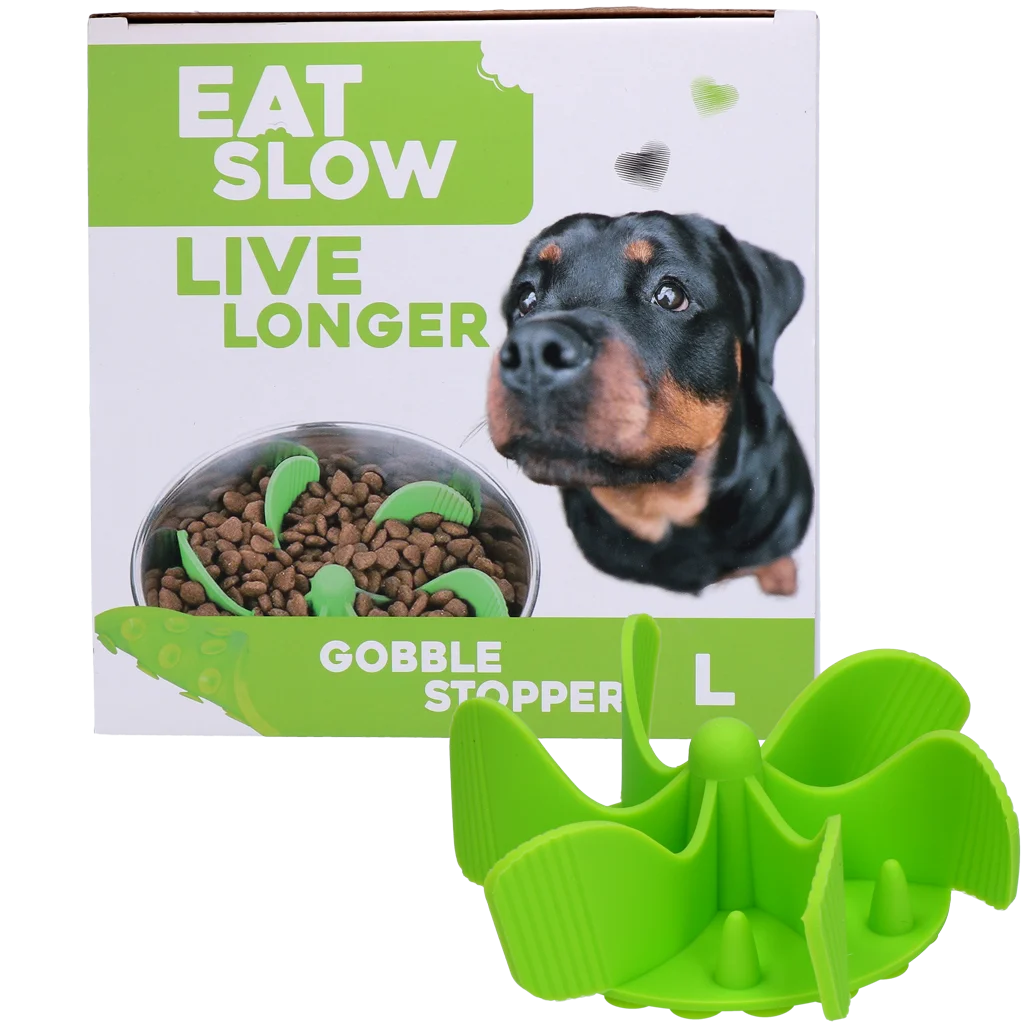 Wkładka spowalniająca jedzenie dla psa z przyssawkami, zielona, rozmiar L, średnica dna 14,5 cm – Eat Slow Live Longer Gobble Stopper - obrazek 1