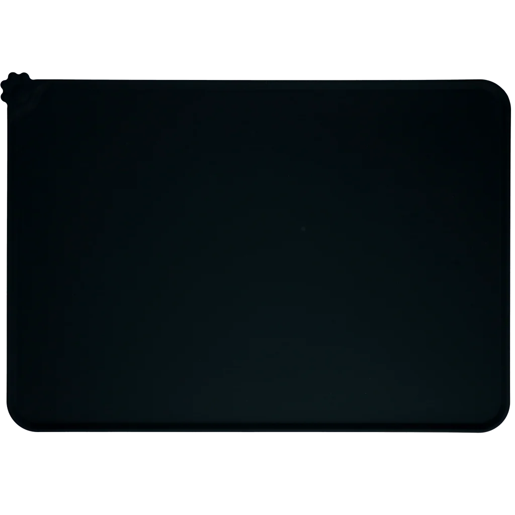 Silikonowa mata pod miskę z podniesionym rantem, M 38 x 54 cm, szara – Eat Slow Live Longer Spill Mat - obrazek 2