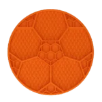 Mata do lizania dla psa z wzorem piłki nożnej i przyssawkami, Ø 22 cm, pomarańczowa – Eat Slow Live Longer Lick Mat Soccer Ball - obrazek 3