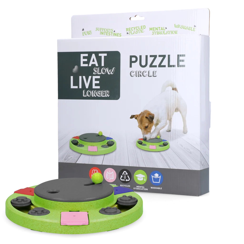 Łamigłówka dla psa na karmę i przysmaki z antypoślizgowymi nóżkami – Eat Slow Live Longer Puzzle Circle - obrazek 1