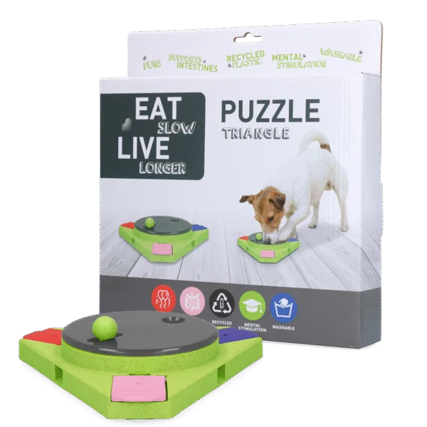 Łamigłówka dla psa na karmę suchą i przysmaki – Eat Slow Live Longer Puzzle Triangle