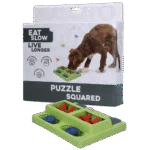 Łamigłówka dla psa na karmę suchą i przysmaki z antypoślizgowymi nóżkami – Eat Slow Live Longer Puzzle Squared