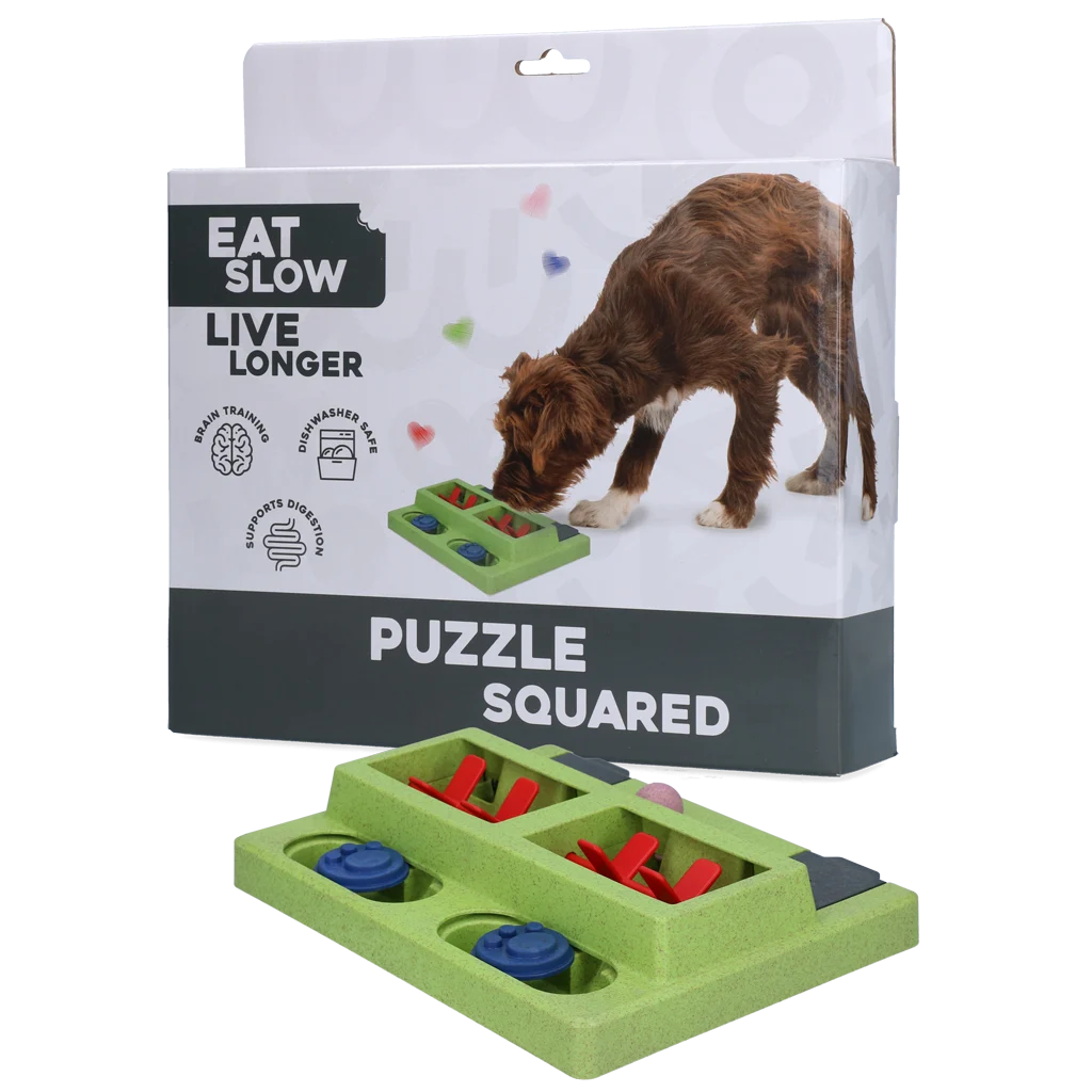 Łamigłówka dla psa na karmę suchą i przysmaki z antypoślizgowymi nóżkami – Eat Slow Live Longer Puzzle Squared - obrazek 1