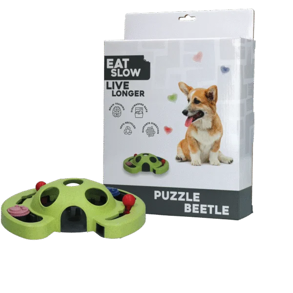 Układanka dla psa na suchą karmę i przysmaki z antypoślizgowymi nóżkami – Eat Slow Live Longer Puzzle Beetle