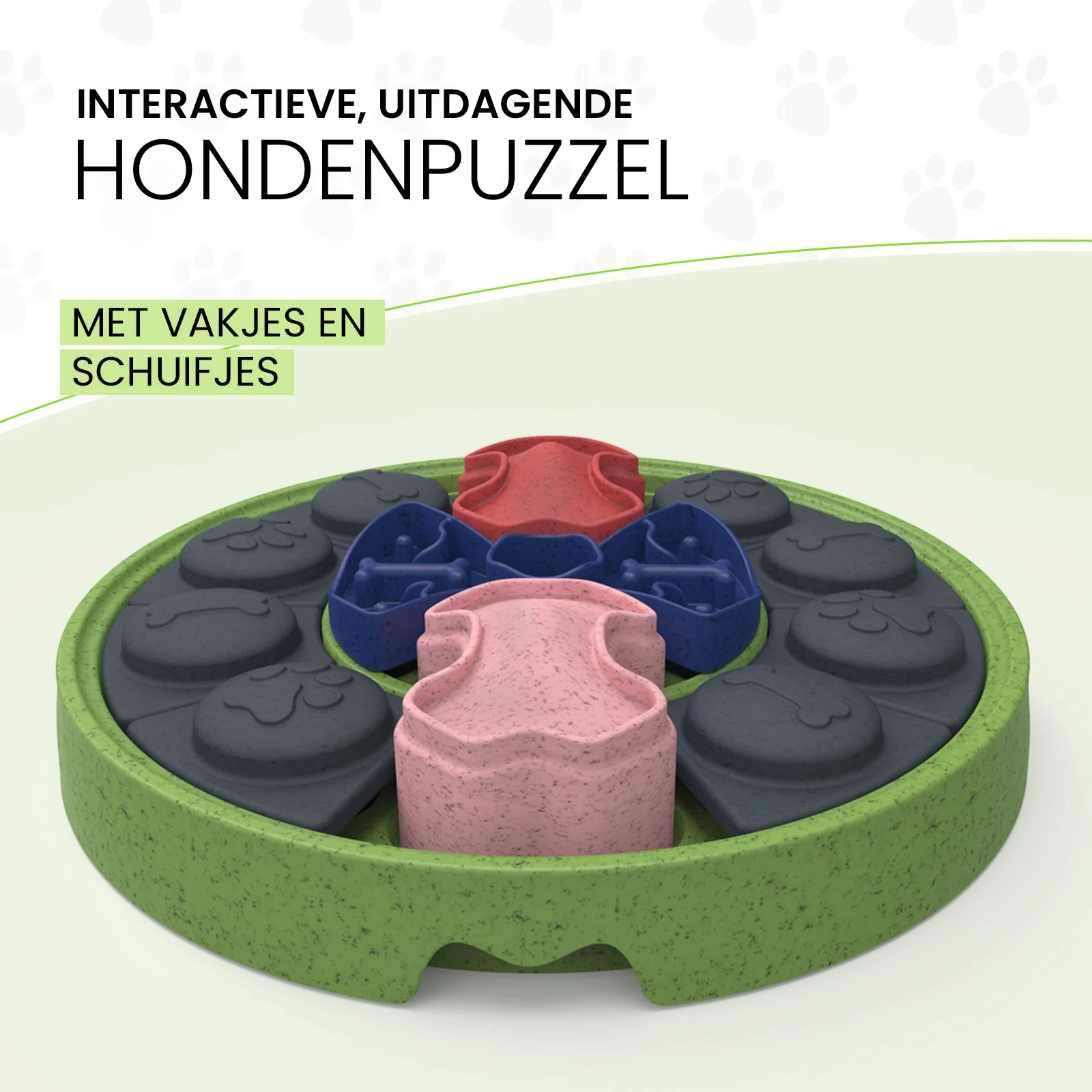 Układanka dla psa z przesuwanymi elementami na karmę i przysmaki – Eat Slow Live Longer Puzzle Disc - obrazek 3