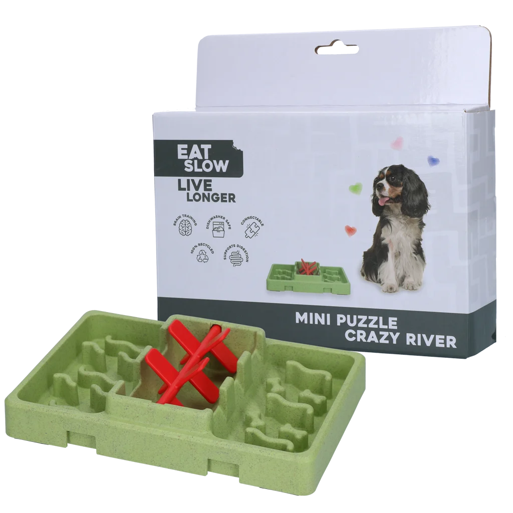 Puzzle dla psa na karmę i przysmaki, 13 x 19 cm – Eat Slow Live Longer Mini Puzzle Crazy River - obrazek 1