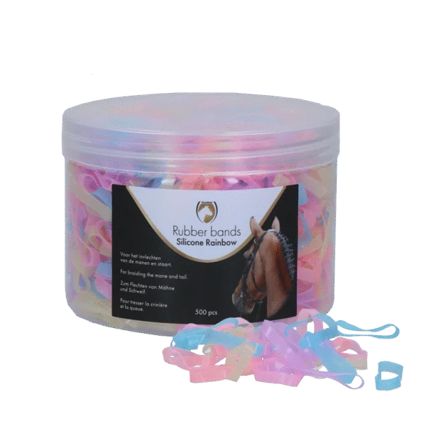 Silikonowe gumki do zaplatania, 500 sztuk, tęczowe – Excellent Horse Rubber Bands Silicone