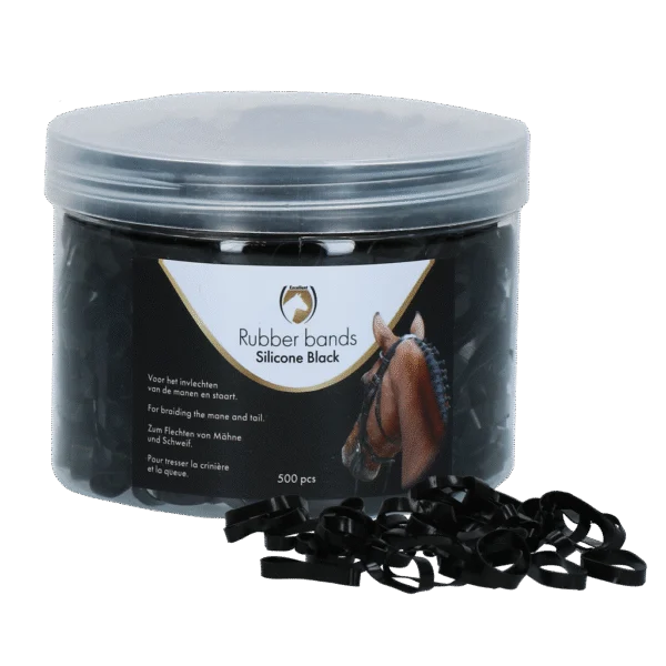 Gumki silikonowe do zaplatania grzywy, 500 sztuk, czarne – Excellent Horse Rubber Bands Silicone