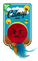 Zabawka dla kota Emoji z piórkami i MADNIP, ø 6 cm – Catmoji Angry