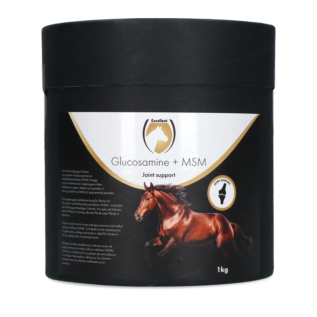 EQUI000021B.png Suplement na stawy dla koni w proszku, 1 kg – Excellent Horse Glucosamine + MSM - obrazek 1