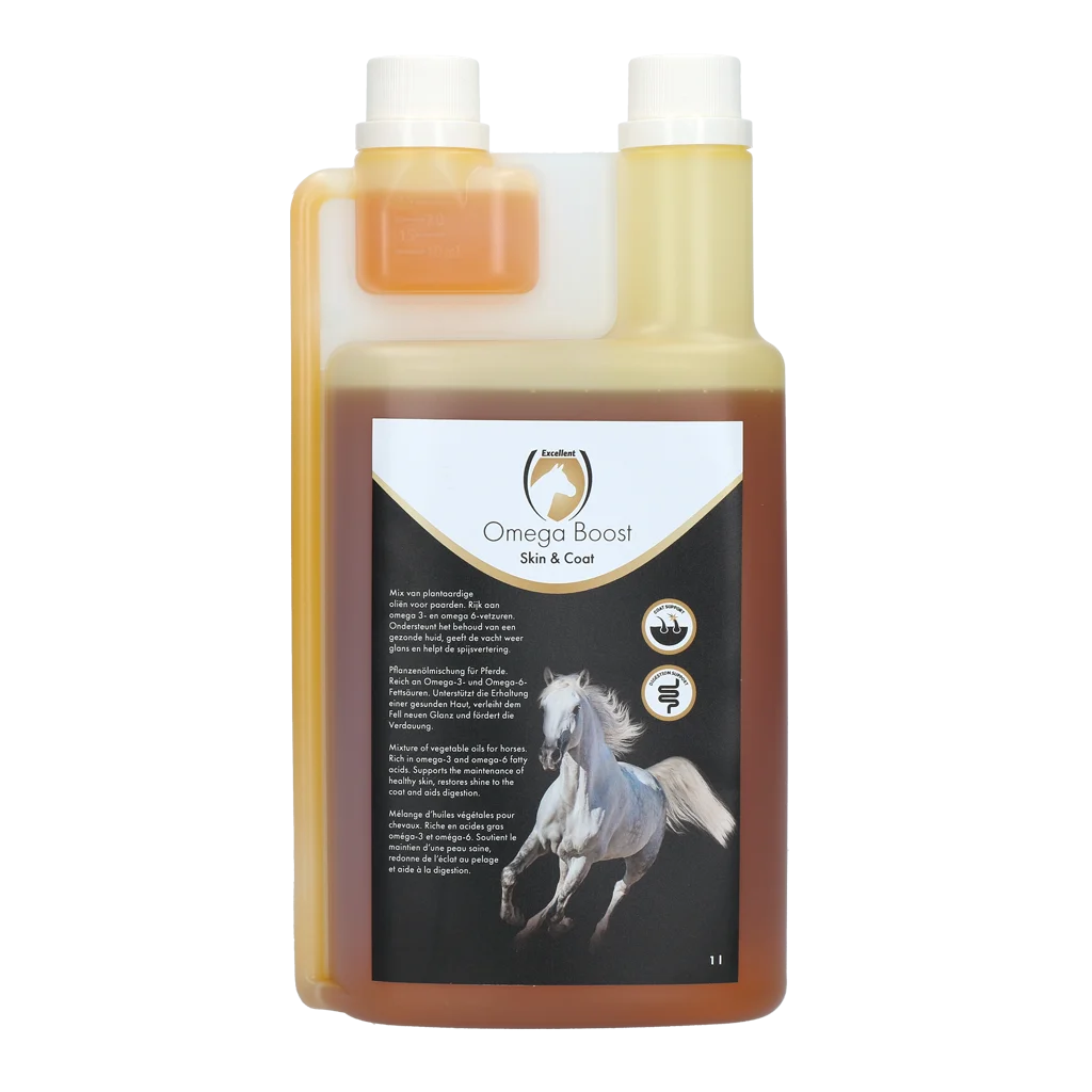 Olej roślinny dla koni z kwasami omega 3 i 6, 1 l – Excellent Horse Omega Boost - obrazek 1