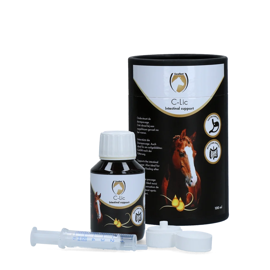 Suplement wspierający pracę jelit u koni z olejkami eterycznymi, 100 ml – Excellent Horse C-Lic - obrazek 1