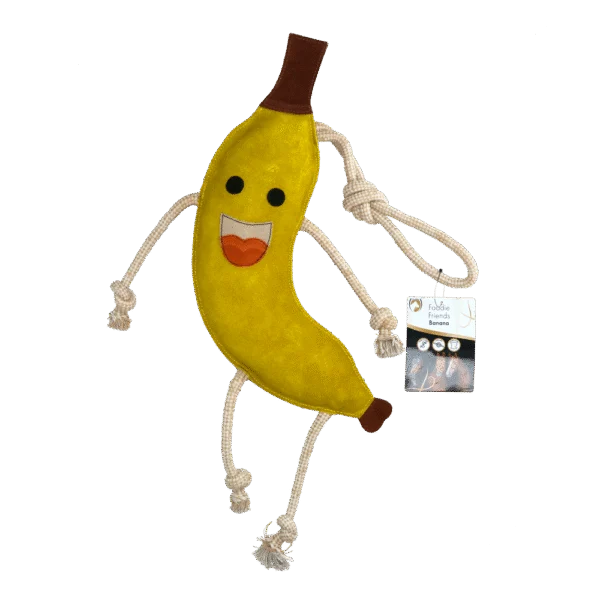 Zabawka do stajni dla koni ze skóry, wypełniona jutą, banan, 40 x 12 x 5 cm – Excellent Horse Foodie Friends Banana