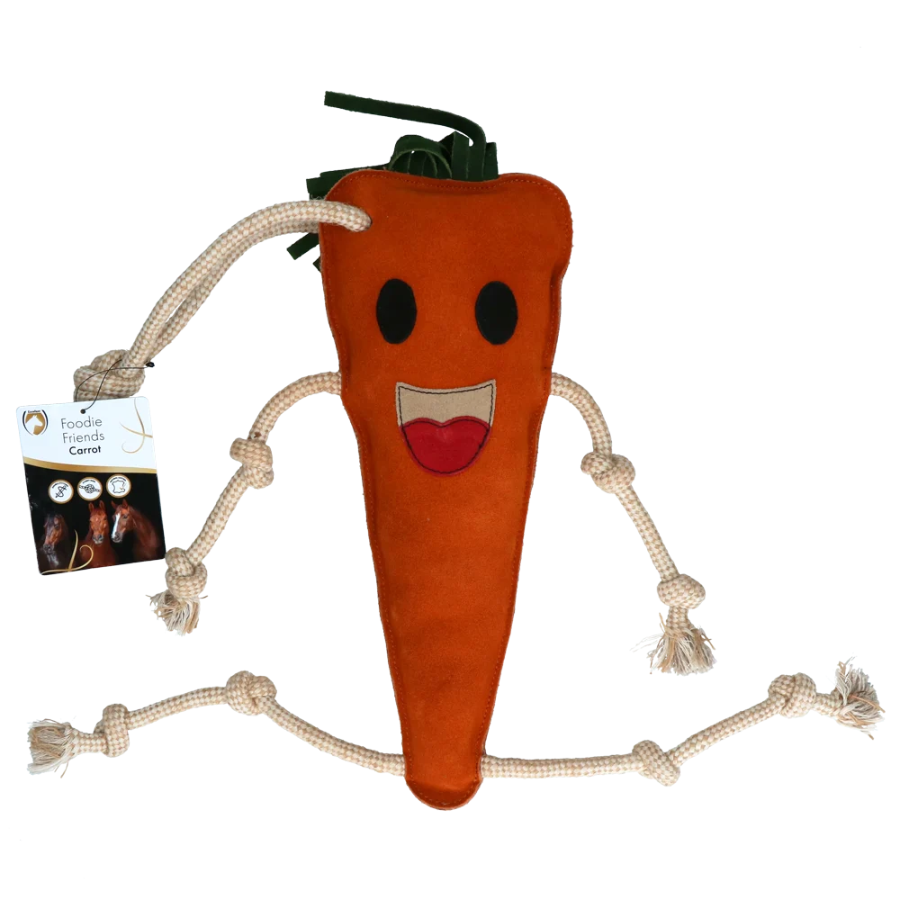 EXCE01050C.png Zabawka dla konia do stajni ze skóry z wypełnieniem z juty, marchewka, 40 x 16 x 5 cm – Excellent Horse Foodie Friends Carrot - obrazek 1