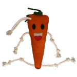 Zabawka dla konia do stajni ze skóry z wypełnieniem z juty, marchewka, 40 x 16 x 5 cm – Excellent Horse Foodie Friends Carrot - obrazek 2