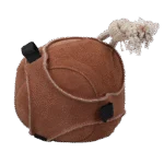 Zamszowa piłka do zabawy dla koni z pętlami na smakołyki, brązowa – Excellent Horse Fun Play Ball Suede