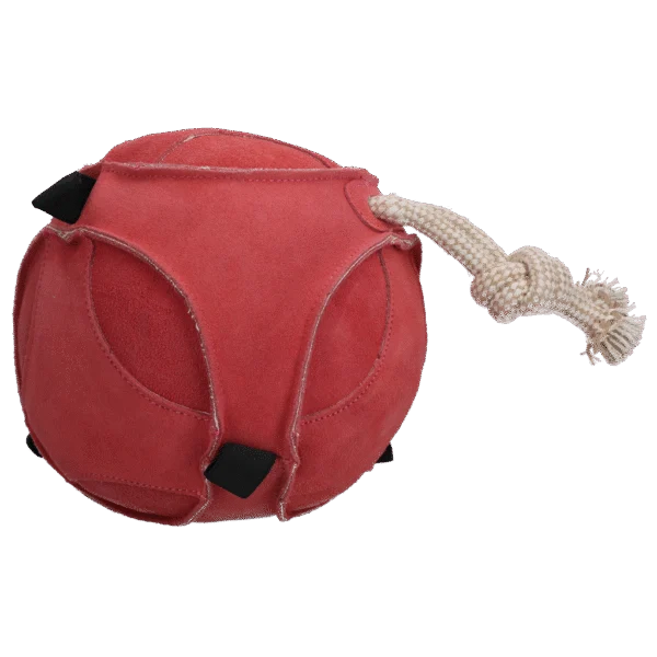 Zamszowa piłka do zabawy dla konia z elastycznymi pętlami, różowa – Excellent Horse Fun Play Ball
