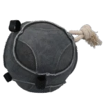 Zamszowa piłka do zabawy dla koni z elastycznymi pętlami, szara – Excellent Horse Fun Play Ball