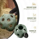 Piłka na paszę dla koni z otworami, zielona – Excellent Horse Feed & Play Ball - obrazek 4