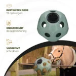 Piłka na paszę dla koni z otworami, zielona – Excellent Horse Feed & Play Ball - obrazek 5