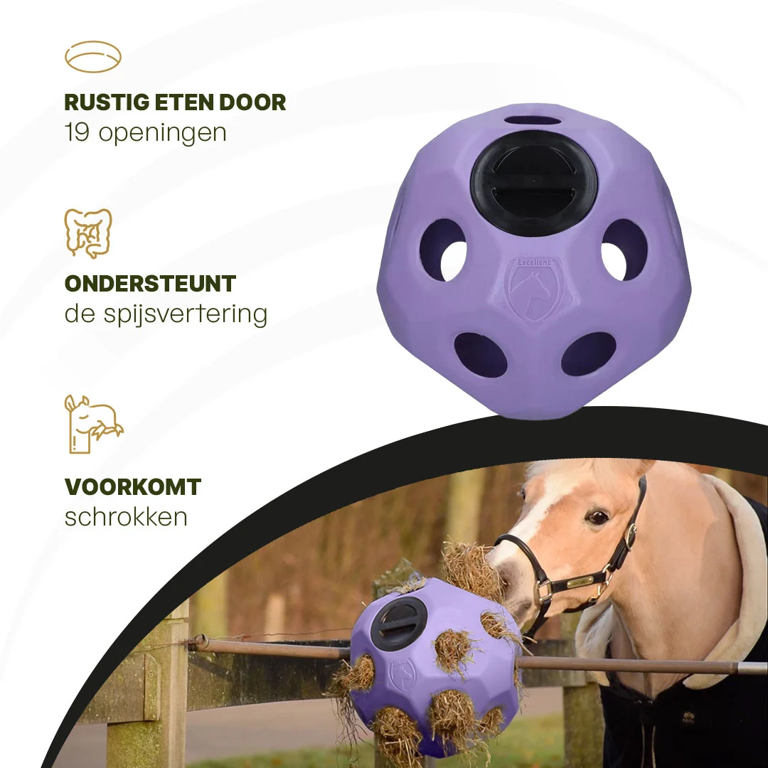 Piłka na paszę dla koni z otworami, fioletowa – Excellent Horse Feed & Play Ball - obrazek 5