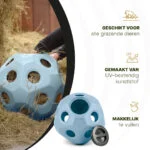 Piłka na paszę dla koni z otworami, niebieska – Excellent Horse Feed & Play Ball - obrazek 4
