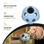 Piłka na paszę dla koni z otworami, niebieska – Excellent Horse Feed & Play Ball - obrazek 5