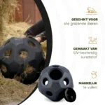 Kula na paszę dla koni z otworami na paszę, czarna – Excellent Horse Feed & Play Ball - obrazek 4