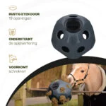 Kula na paszę dla koni z otworami na paszę, czarna – Excellent Horse Feed & Play Ball - obrazek 5