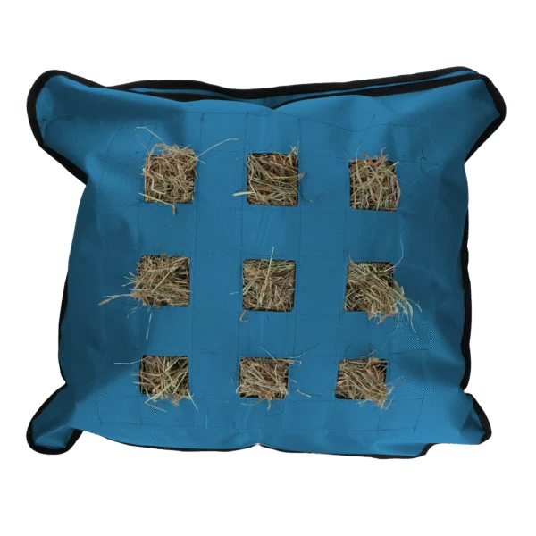 Worek na siano dla koni, kwadratowy, niebieski, 62 x 55 cm – Excellent Horse Hay Pillow Slow Feeder