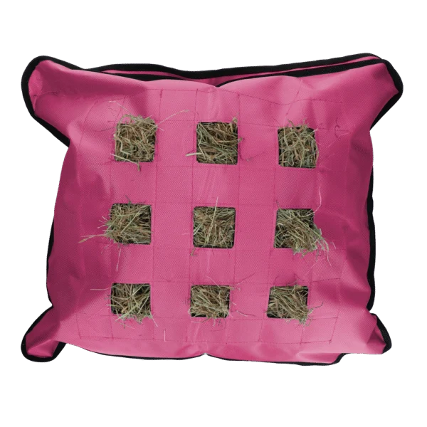 Worek na siano dla koni, kwadratowy, różowy, 62 x 55 cm – Excellent Horse Hay Pillow Slow Feeder
