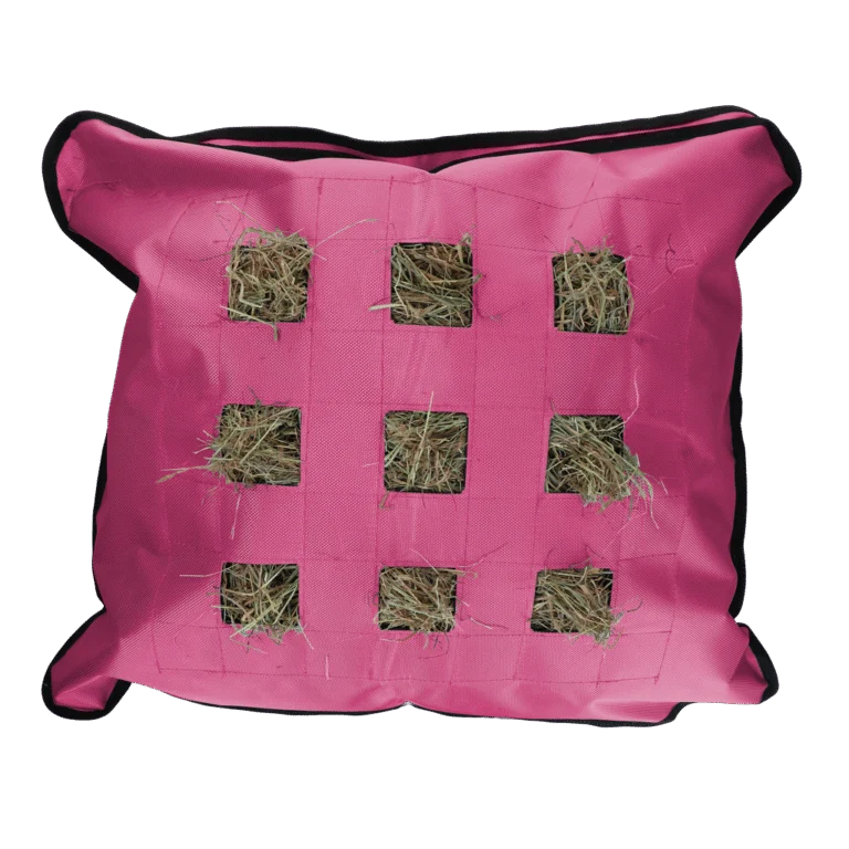 Worek na siano dla koni, kwadratowy, różowy, 62 x 55 cm – Excellent Horse Hay Pillow Slow Feeder