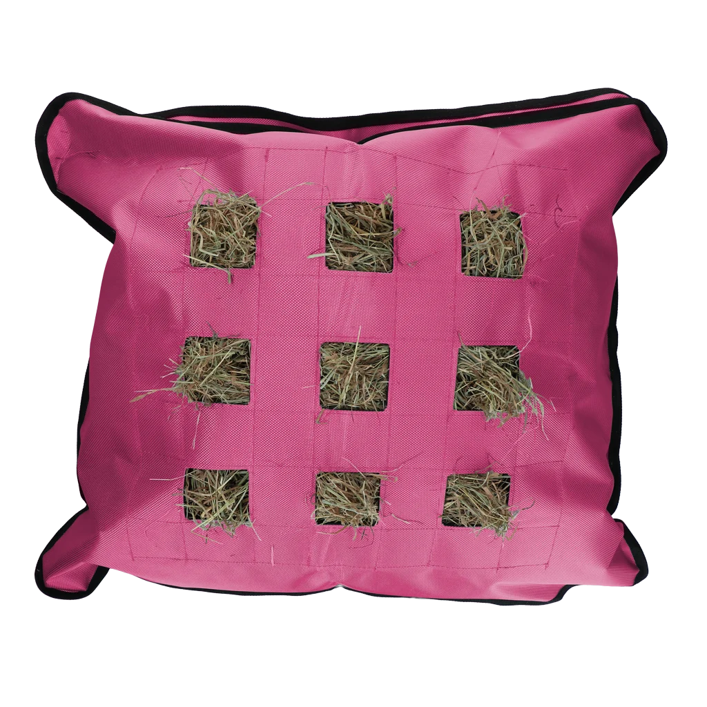 Worek na siano dla koni, kwadratowy, różowy, 62 x 55 cm – Excellent Horse Hay Pillow Slow Feeder - obrazek 1
