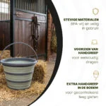 Składane wiadro na paszę i wodę, 10 l, zielono szare – składane wiadro Excellent Horse - obrazek 3