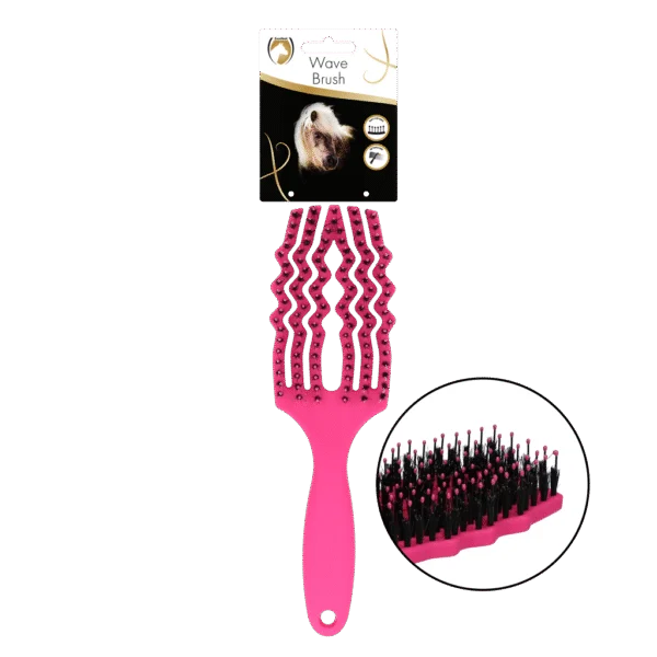 Szczotka do rozczesywania grzywy z włosiem z dzika, różowa – Excellent Horse Wave Brush