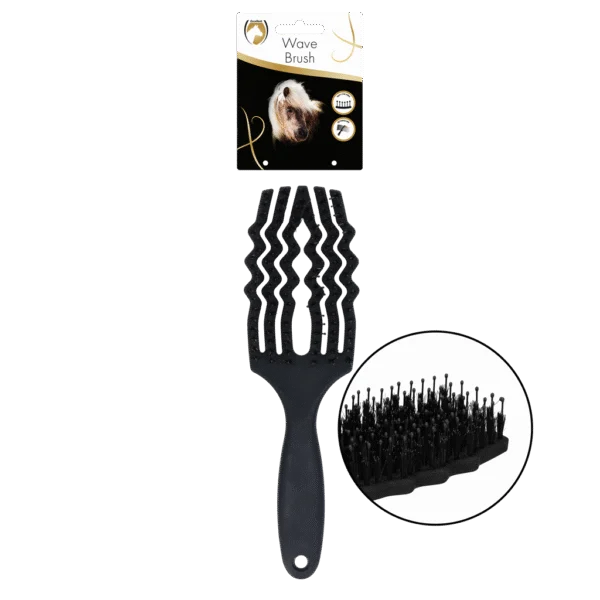 Szczotka do rozczesywania grzywy z włosiem dzika, czarna – Excellent Horse Wave Brush