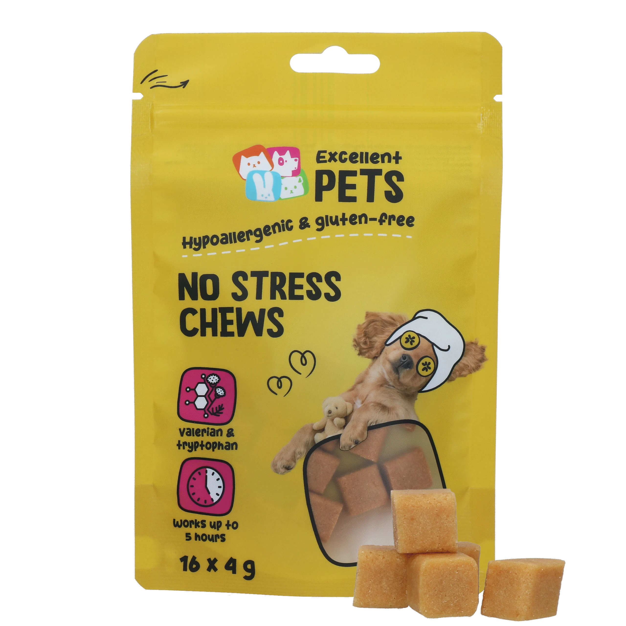 Miękkie przysmaki do żucia dla psów na stres, 16 x 4 g – Excellent Pets No Stress Soft Chews - obrazek 1