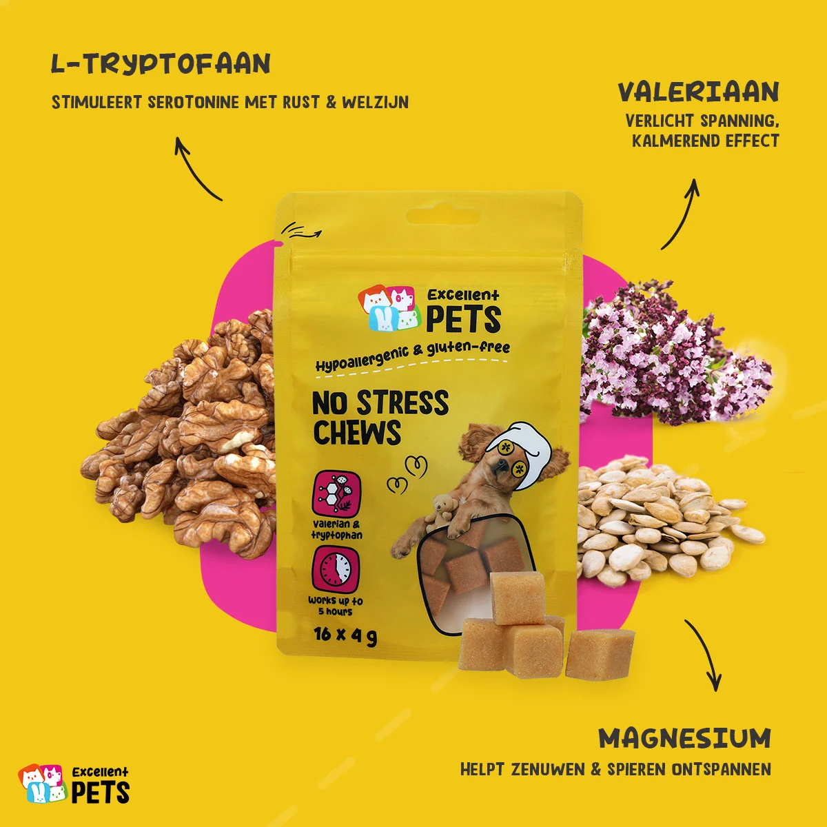 Miękkie przysmaki do żucia dla psów na stres, 16 x 4 g – Excellent Pets No Stress Soft Chews - obrazek 6