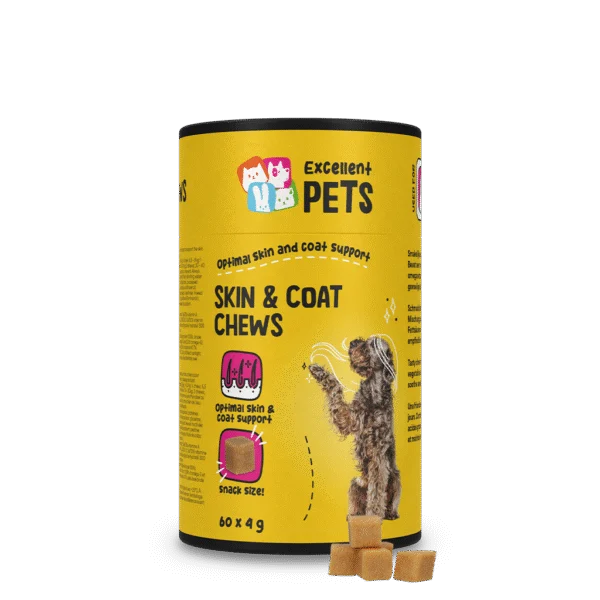 Suplement dla psa wspierający skórę i sierść, 60 miękkich przysmaków do żucia – Excellent Pets Skin & Coat Soft Chews