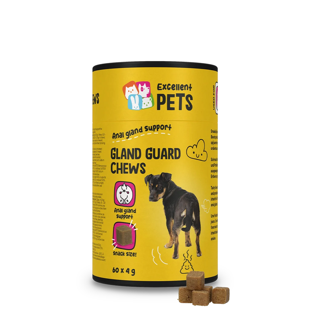 Przysmaki uzupełniające dla psów z prebiotykami i probiotykami, 60 sztuk – Excellent Pets Gland Guard Soft Chews - obrazek 1
